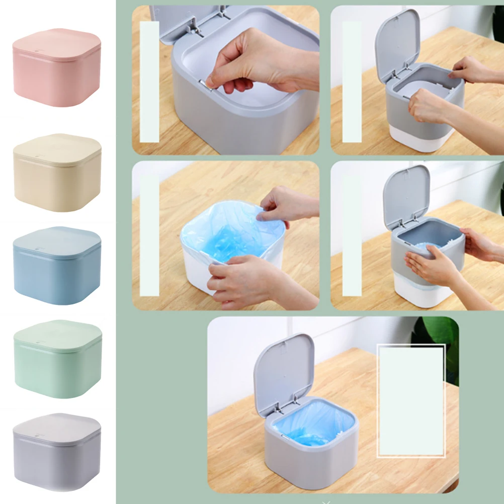 

Push Type Cute Mini Waste Bin Home Office Bathroom Trash Can Desktop Garbage Box Table Dustbin Sundries Bins