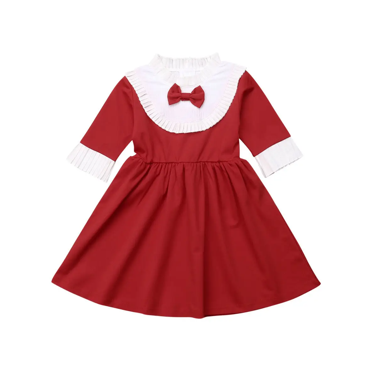Pudcoco Christmas Kids Baby Girl Bowknot Formal Dress Wedding Party Princess Half Sleeve Dresses | Детская одежда и обувь