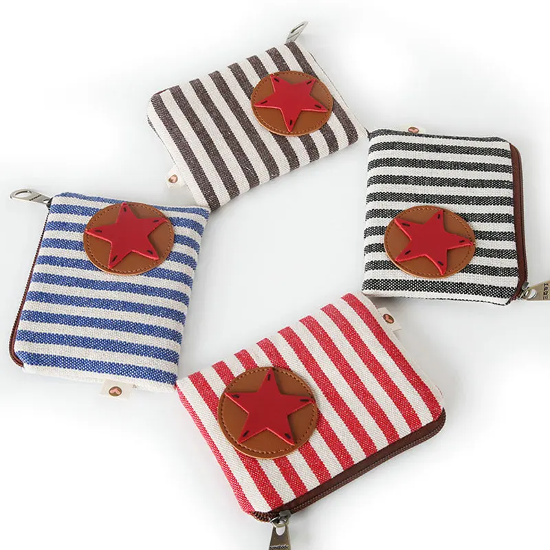 

Stripe Zero Purse Three-colour Patch Zero Wallet Personality Zero Purse Fabric Art Small Things Accept Bag