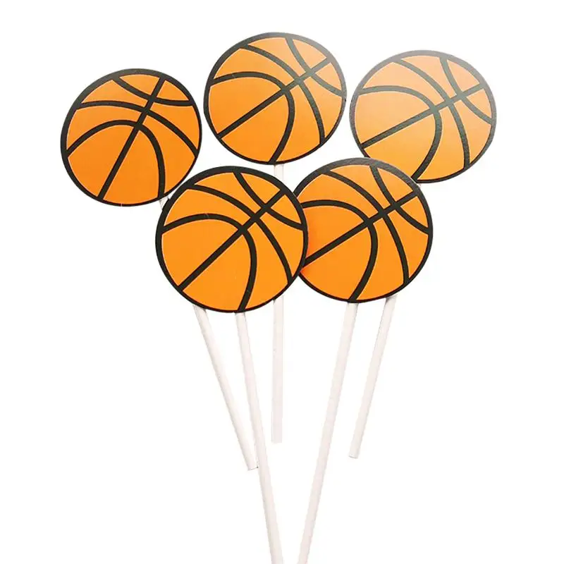 

5pcs Sport Boys Party Cup Cake Toppers Cartoon Play Football Cake Hat Picks Kids Birthday Family Party Decoration Supplies