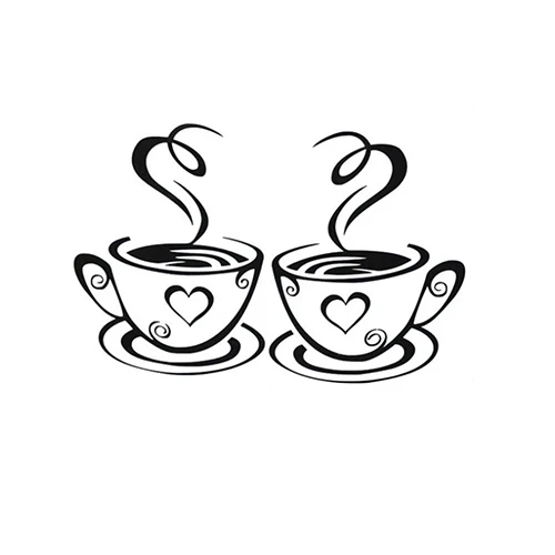 Home Kitchen Restaurant Cafe Tea Wall Sticker Coffee Cups Sticker Wall Decor