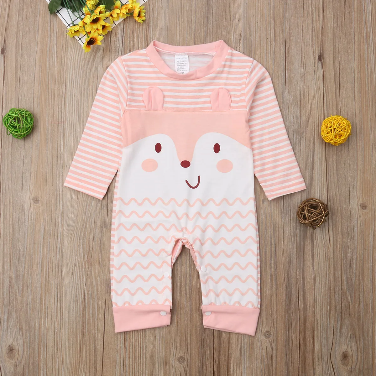 Autumn Winter Rompers Newborn Infant Baby Boy Girl Cotton Bear Hooded