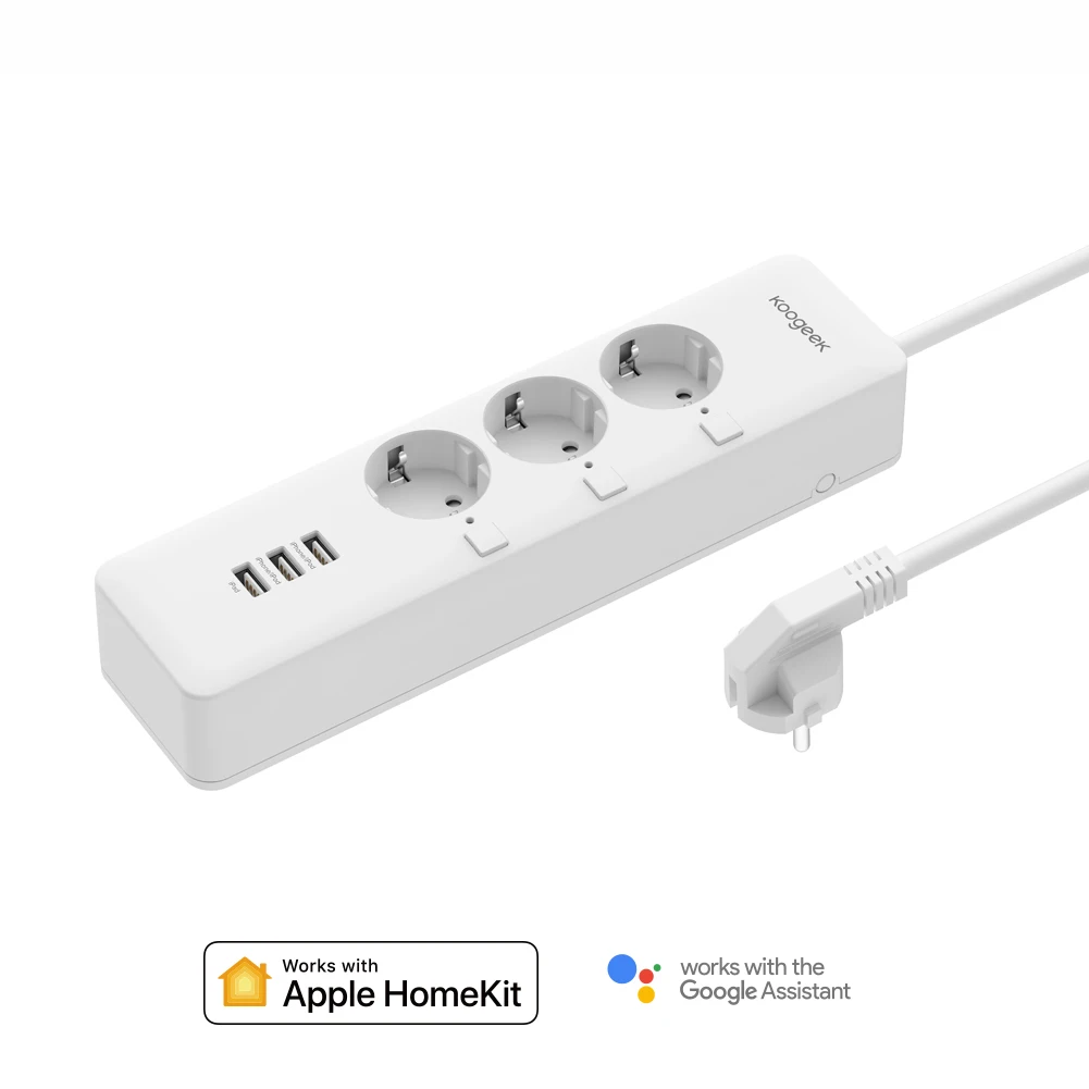 

Koogeek 3-outlet Power Strip Wi-Fi Smart Outlet Surge Protector Individually Controlled Compatible with Alexa HomeKit