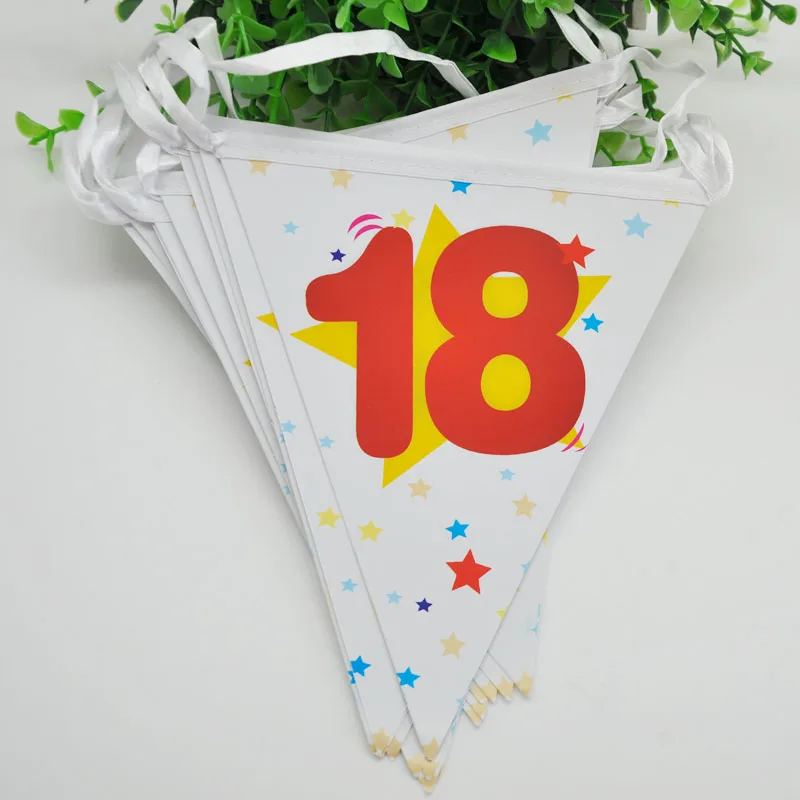 

Number 18/20/30/40/50/60 Banner Bunting Pendant Birthday Company Anniversary Ornament Celebration Decor Paper Pennant Flags