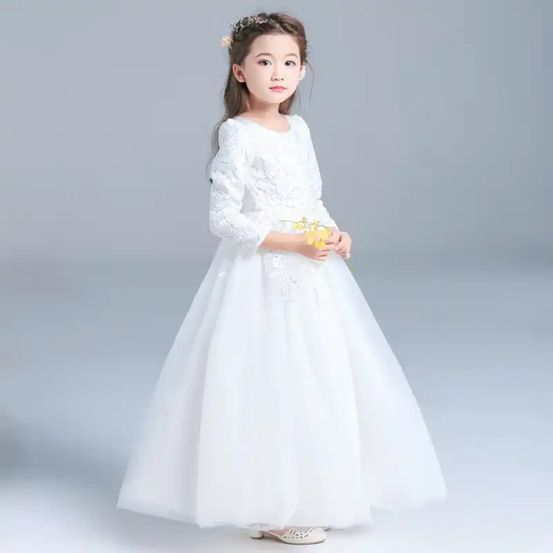 long sleeve white formal gown