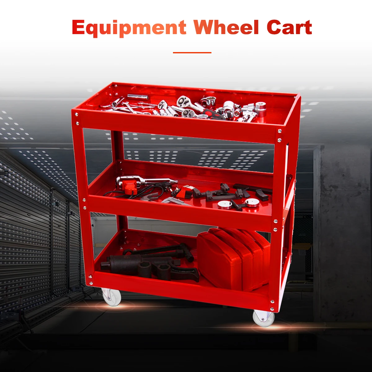 

3 Tier Shelf 200kg Load Heavy Workshop Garage DIY Tool Storage Trolley Wheel Cart Tray Capacity for Holding Heavy Equipment