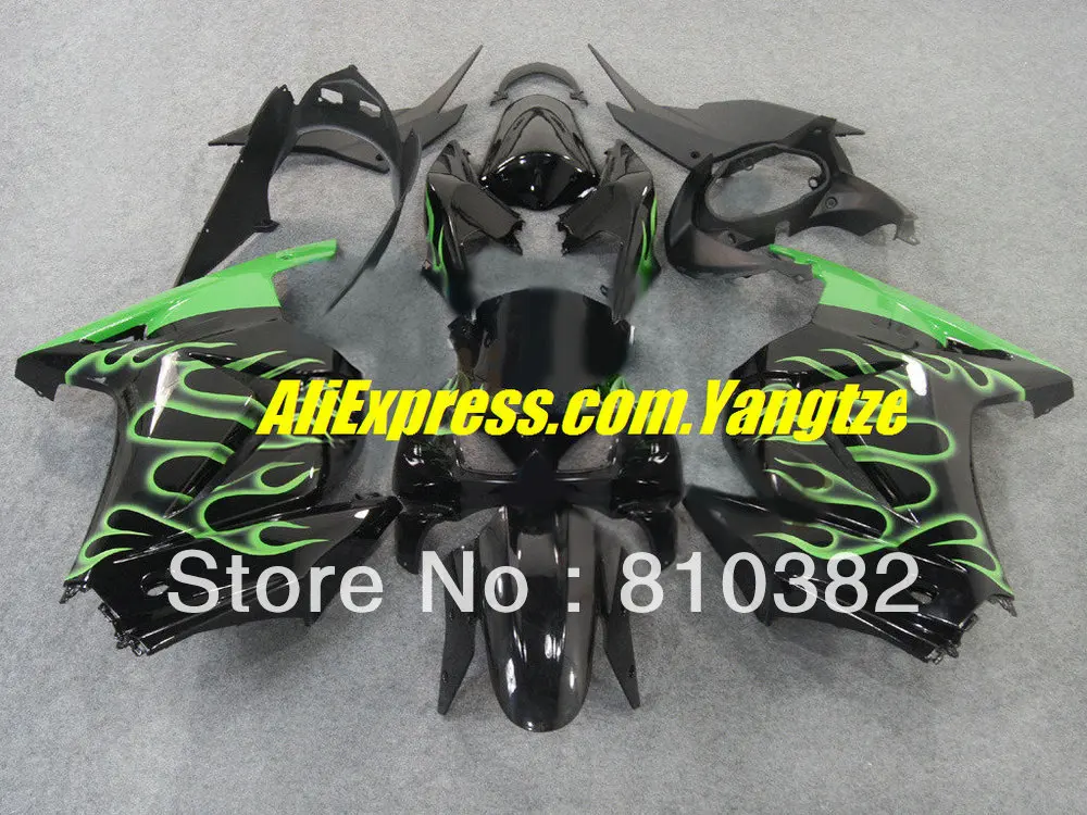 Green flames black Fairing kit for KAWASAKI Ninja ZX250R 2008 2010 2012 ZX 250R EX250 08 09 10 11 12 Injection mold Fairings | Автомобили