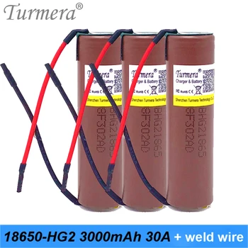 

18650 battery hg2 original 18650 3000mah 18650 for shura screwdriver for battery slodering welding battery+DIY Silica gel cable