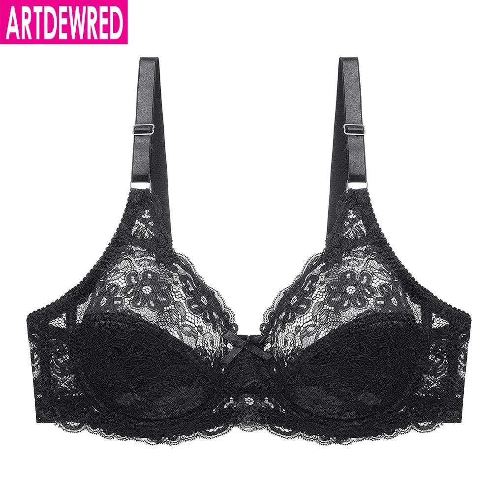 Sexy Women Lace Plus Size Bra Cotton Mesh Bralette Lingerie Female Seamless Unpadded Floral Brassiere Intimates Femme Big Bras 2