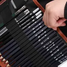 Расширенный профессиональный набор карандашей для эскиза с многоразовой холщовой сумкой