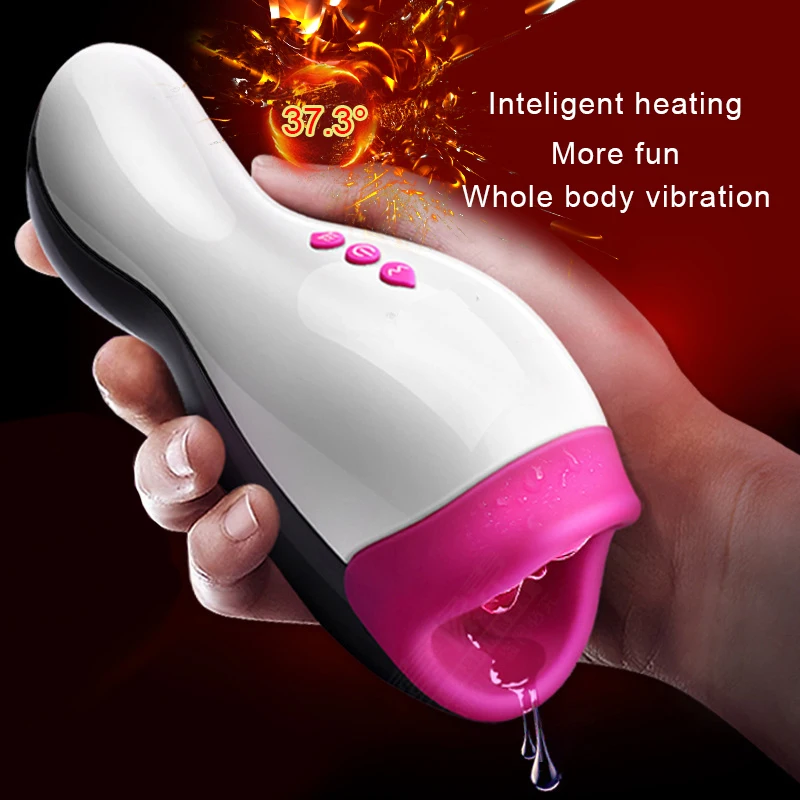 Man Sex Sucking Aircraft Cup Smart Inteligent Heating Vibrating Masturbator Male Penis Enlarger Lasting Erection Exerciser O2
