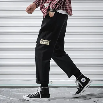 

Spring New Tooling Pants Men Fashion Contrast Color Casual Trousers Man Streetwear Trend Wild Hip Hop Loose Joggers Sweatpants