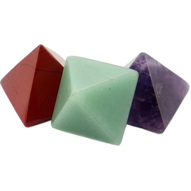 

7Pcs Beautiful Colorful Pack Chakra Pyramid Stone Set Crystal Healing Chakra Set Friend Romantic Best Gift Home Decoration Craft