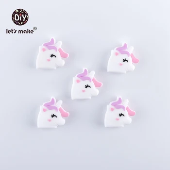 

10pc/lot Silicone Bead Cute Unicorn Silicone Teething Bead Accessories Silicone Rodent DIY Making Necklace Pendant Baby Products