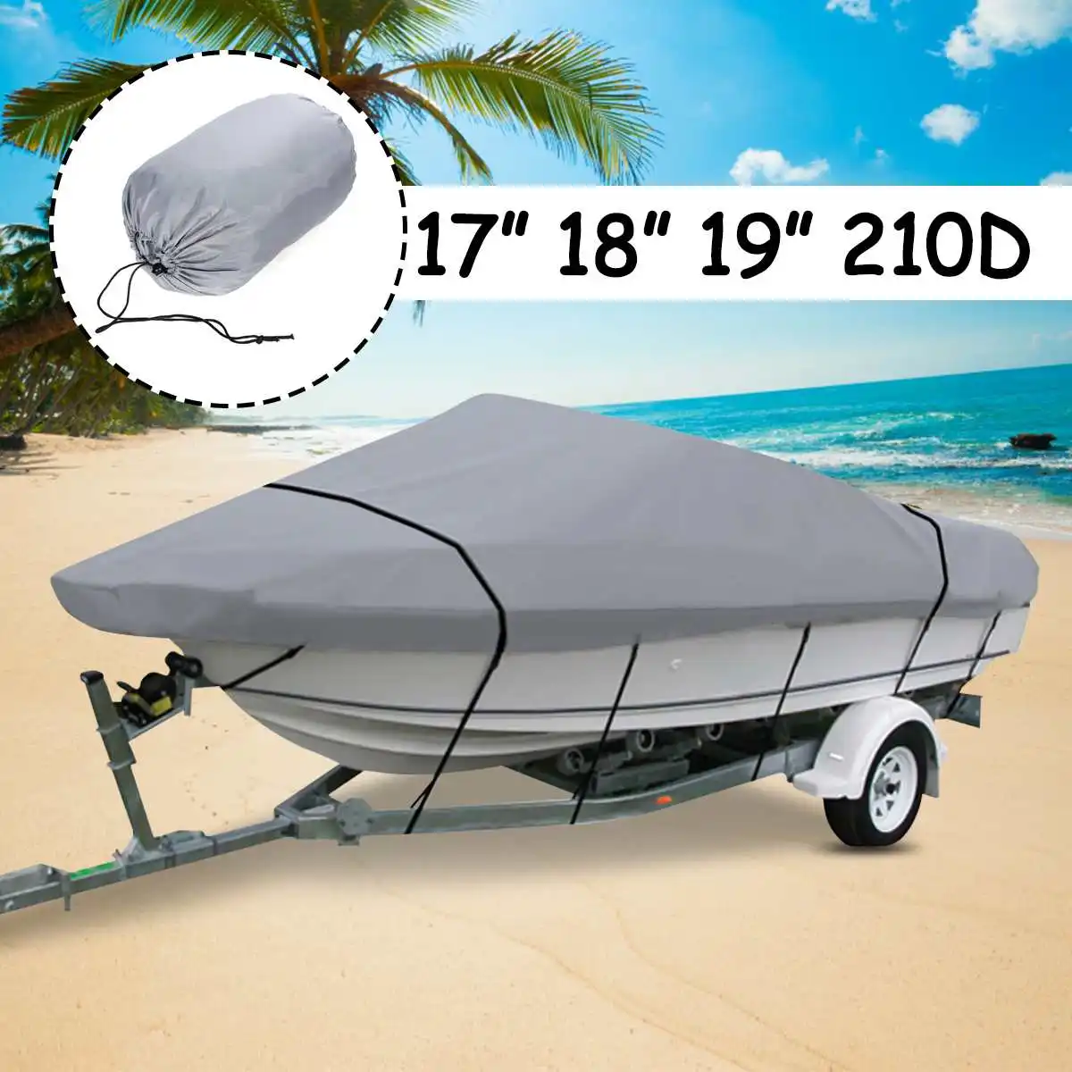 

17 18 19 inch Boat Cover Beam-95 Heavy Trailerable 210D V-Hull 550cm x 320cm for Fish Ski