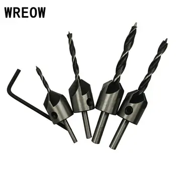

4pcs HSS Countersink Drill Bit Set Screw Woodworking Carpentry Drill Chamfer Drill Bit Tool Power Tools High Quality 3-6mm