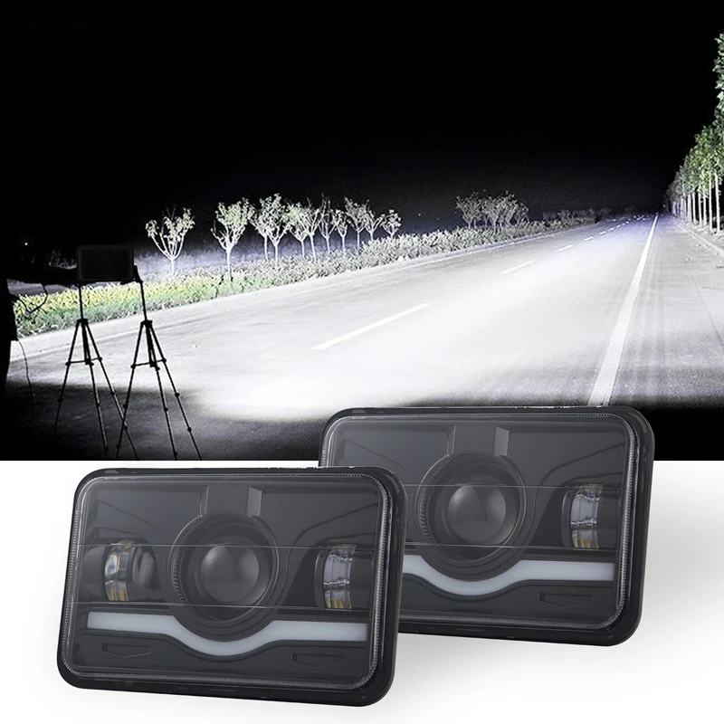 

4x6 inch 150W 6000K 9-30V LED Headlight Work Spot Driving Light Lamp IP67 Waterproof Hi-Lo Red DRL Sealed Beam for Car Truck SUV