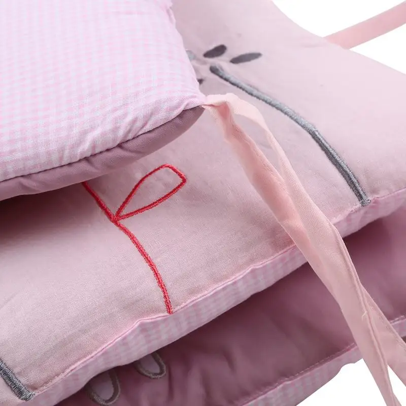 Розовый милый ребенок девочка кролик мягкая сетка детская кроватка бампер коврик Толщина Хлопок Детская комната дом забор Подушка постельное белье-бампер