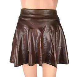 Женская юбка из искусственной кожи с завышенной талией, плиссированная юбка для танцев