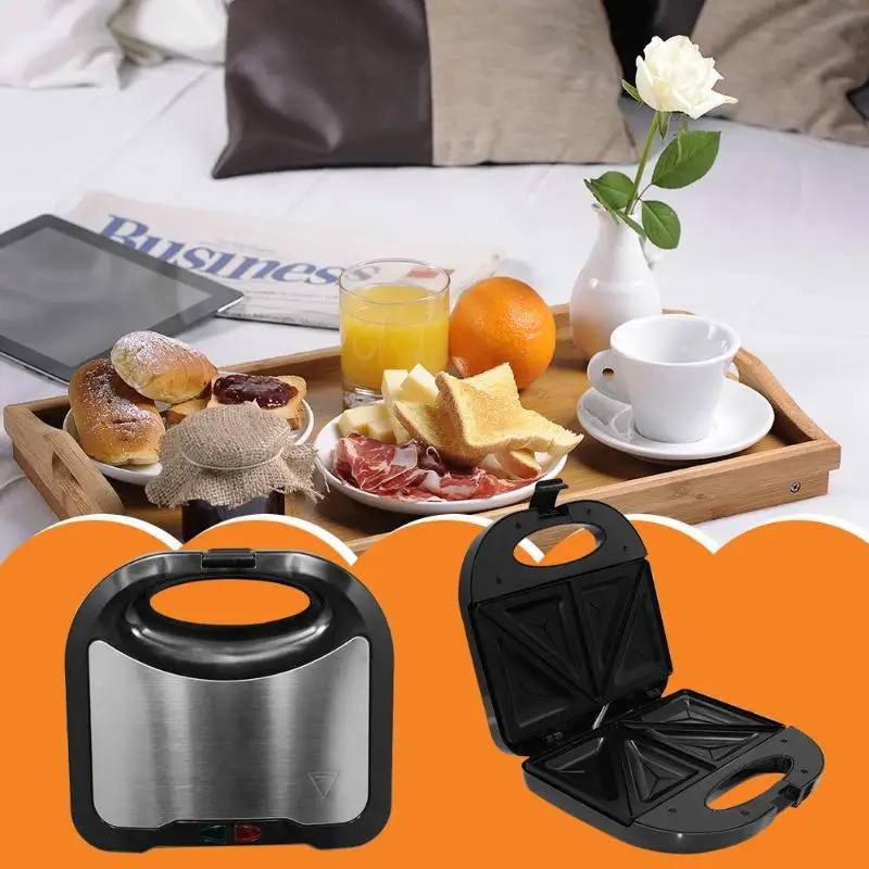 

220V Electric Waffle Maker Stainless Steel Mini Sandwich Muffin Machine Toaster Non-stick Breakfast Machine EU Plug