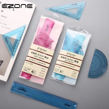 

EZONE 4PCS/Set Soft Ruler Set Creative flexible Ruler 15/20cm Student Measurement Rulers Protractor Triangle Ruler Straightedge