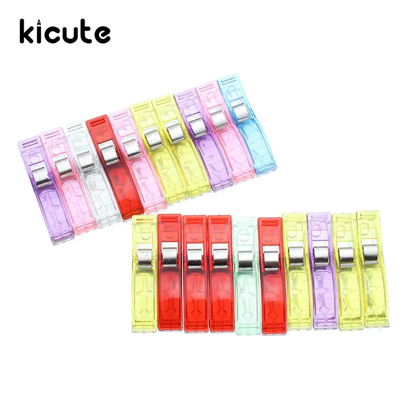 

Kicute 20Pcs DIY Multicolor Plastic Wonder Binder Clips Holder Patchwork Fabric Quilting Craft Sewing Knitting Suspender Clip