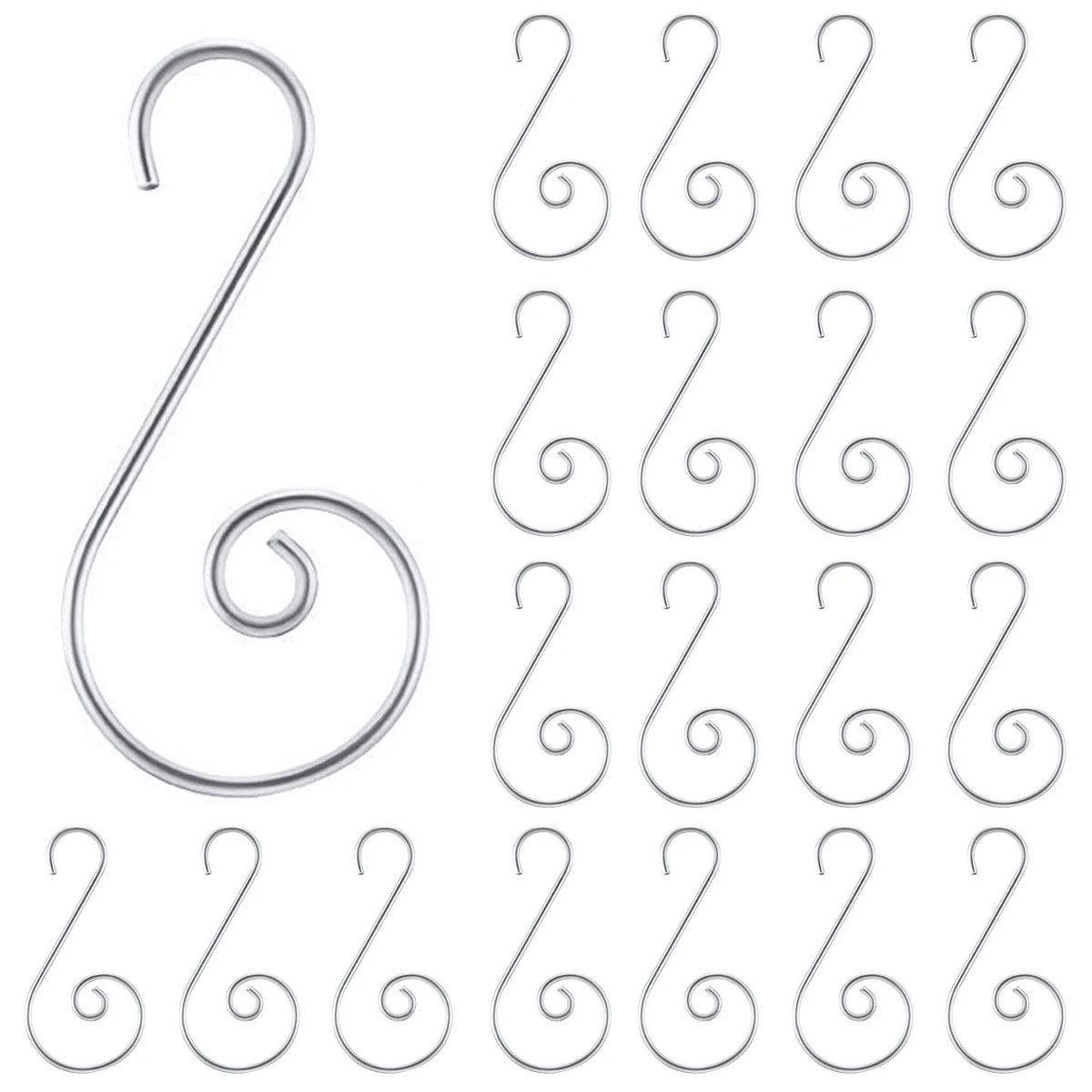 

120 Pieces Christmas Ornament Hooks S Shape Hanger Hooks Swirl Scroll Ornament Hook for Christmas Tree Decorations Hanger (Sil