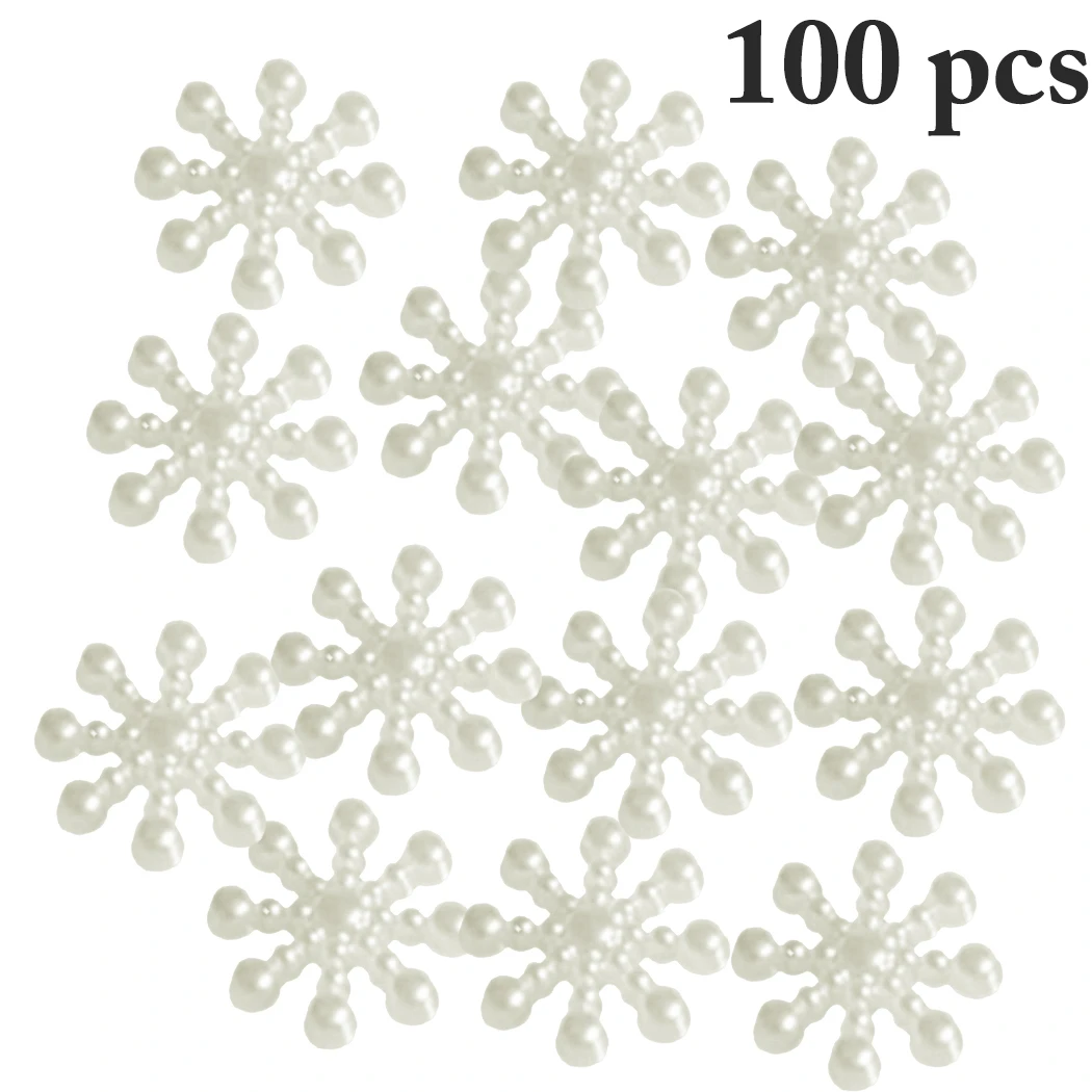 100Pcs Pearl Snowflake Craft DIY Decoration Embellishment Christmas Wedding Decoration Christmas Card Making DIY Craft