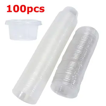

100Pcs 150ml 5oz food grade PP Sauce Soup Cups Disposable dips Salad Sauce Chutney Cups Boxes With Lids Sauce Food Container