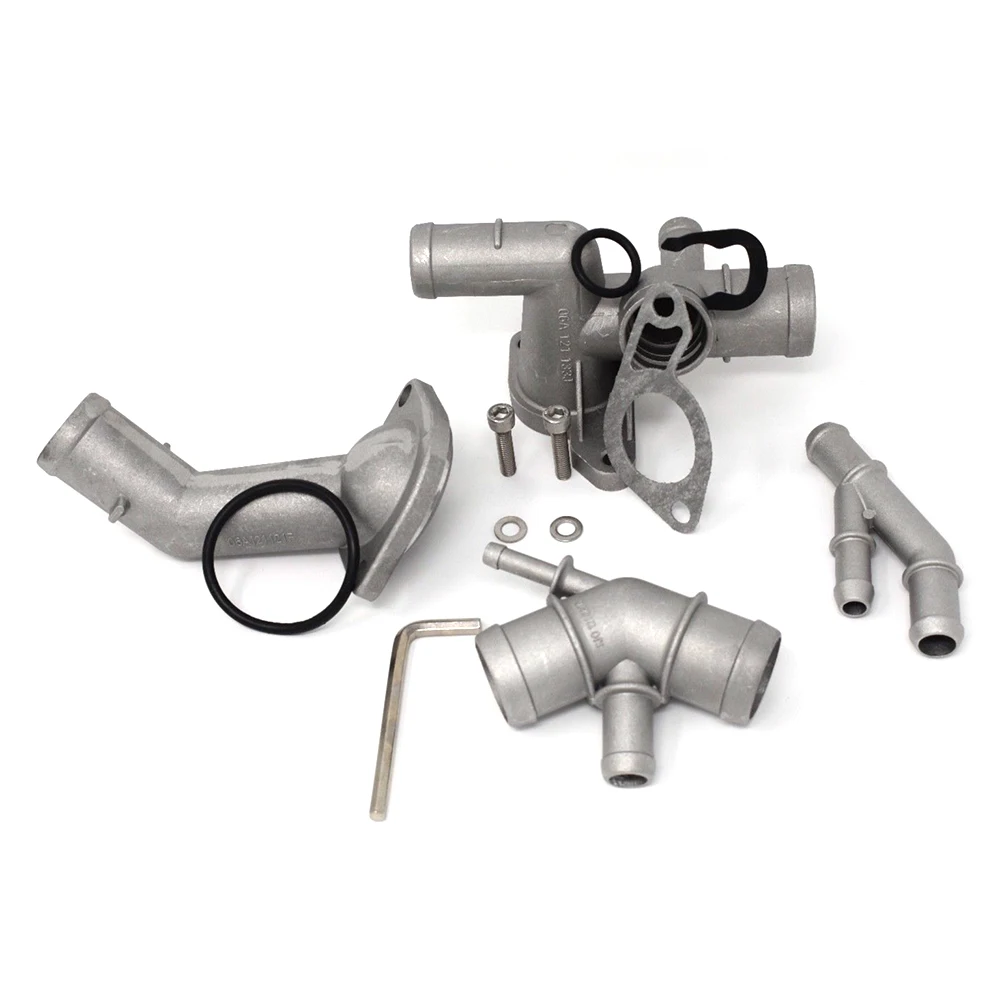 

Upgrade Water Outlet Cast Aluminum Parts Engine Radiator Replacement Thermostat Housing Coolant Flange Kits Durable For Golf