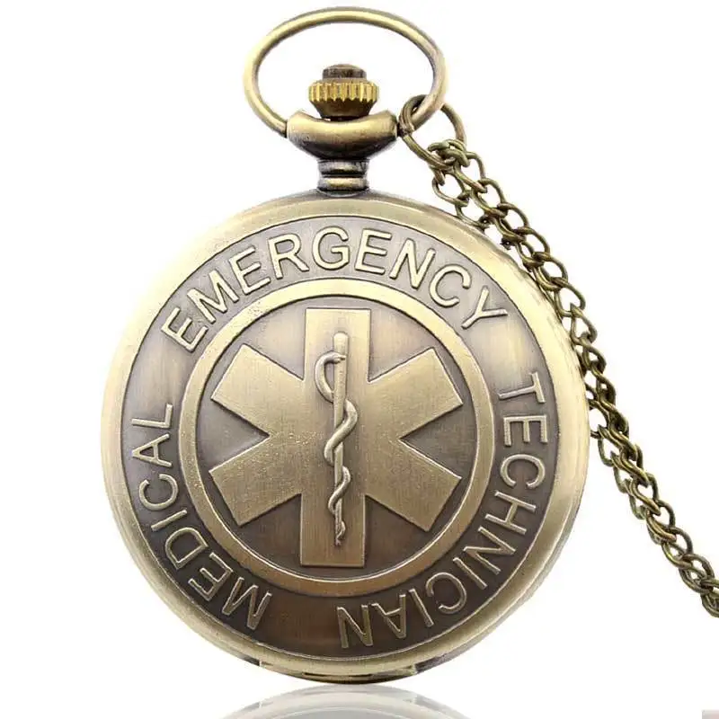 

Bronze Antique EMT Vintage Pendant Pocket Watch Quartz Necklace Chain Gift Retro