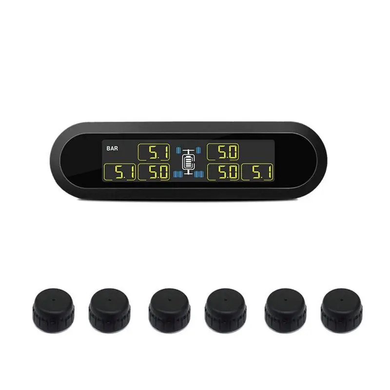 

Car TPMS Tire Pressure Monitoring System Super LCD Universal For 6 Wheels Bus Van With 6 Sensors Tyre Pressure