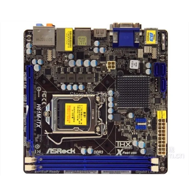 MINI-ITX HTPC для ASRock H61M-ITX системная плата H61 слот LGA1155 DDR3 материнская плата SATA2 USB2.0 Поддержка I3 I5 I7