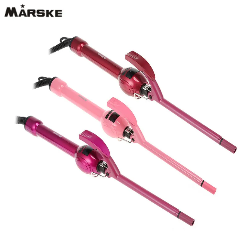 MARSKE LCD Display Curling Iron Professional Hair Curler Rotation Curl Wand Stick Roller Magic Ceramic Hairdressing Styling Tool | Красота и