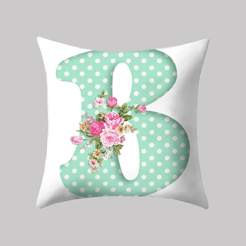 

Light Green Dots Decoration Pillow English Alphabet Children Plush Fabric Almofada Coussin Cushion for Birthday Party Supplies