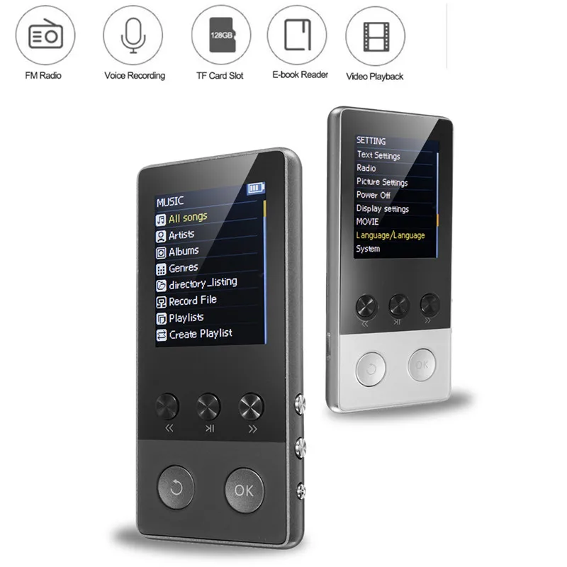 

Lossless Music Player HIFI Music Audio Sports MP3 Player bluetooth APE/FLAC/WAV Support TF Card with FM Radio Recorder eBook