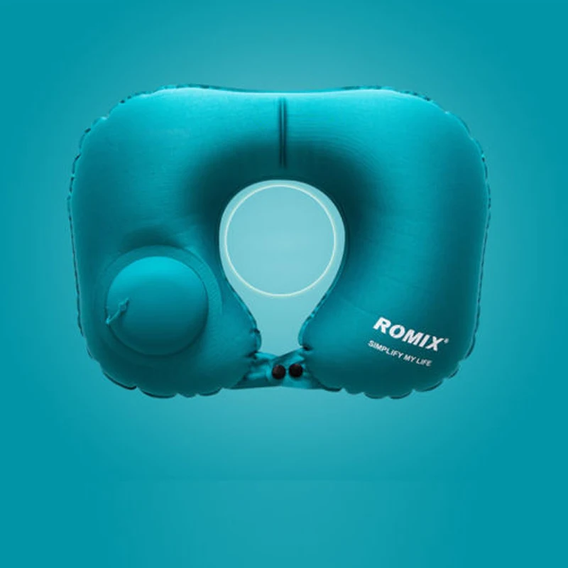 Стиль, подушка надувная подушка для путешествий, мягкая u-образная подушка для отдыха на голову, однотонная Подушка синего и зеленого цветов
