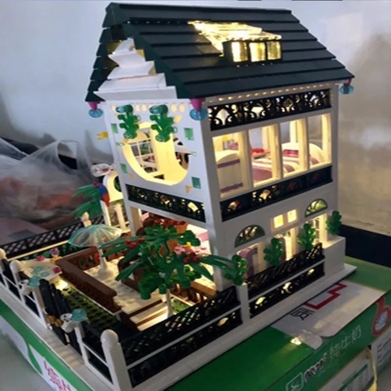 

1500pcs New XB01202 Lighting Villa Architecture Small Grain Assembling Alpinia Plastic Block Product Building Blocks