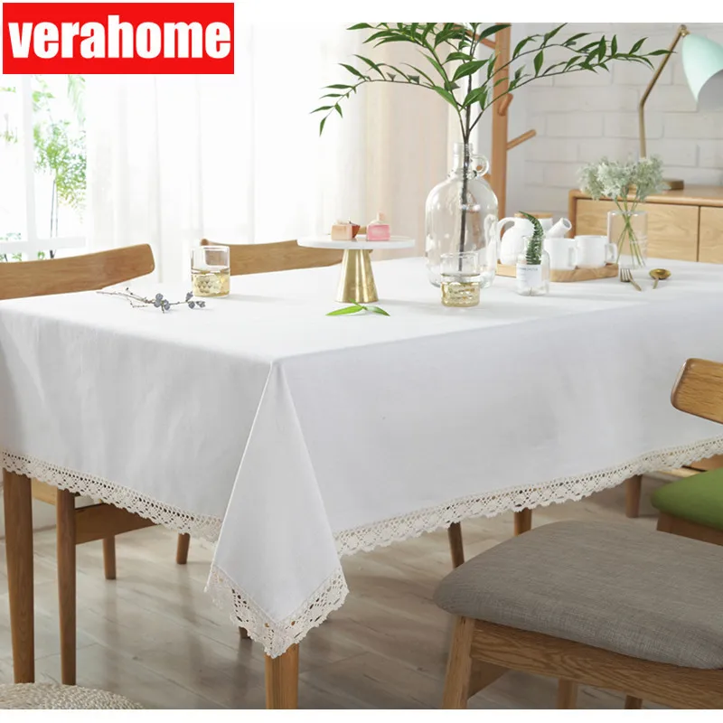 

Solid white beige lace Decorative Table Cloth kitchen Tablecloth Rectangular Dining Table Cover party Table Cloths home decor