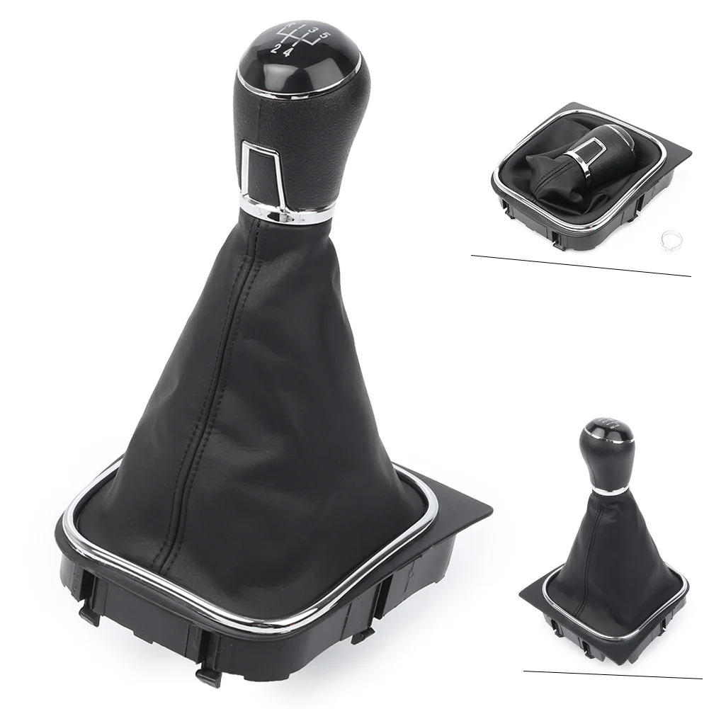 5 Speed Manual Gear Shift Knob Stick w/ PU Gaiter Boot Cover Fits