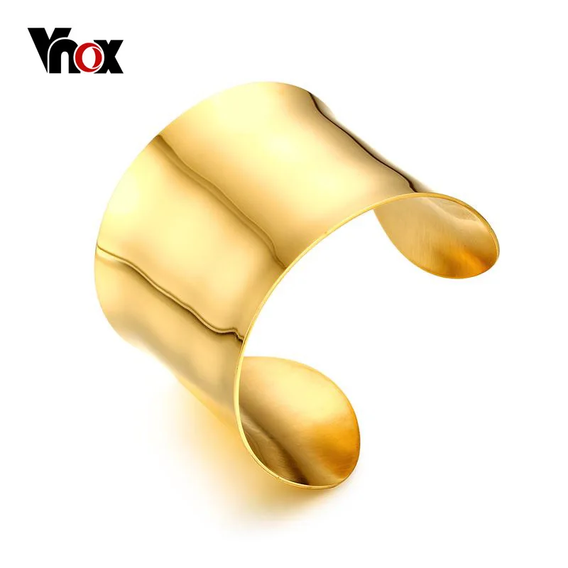 

Vnox Wide Stainless Steel Bracelets & Bangles Brief Blank Cuff Bracelet Gold-color Jewelry Accessories Dia 6cm Width 49mm