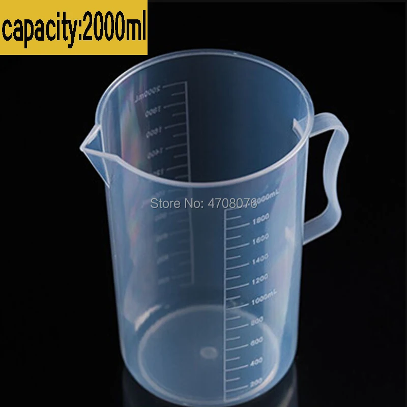 

2000ml 1pc PP graduated cup Plastic lab measuring beaker with handle for chemical experiment kitchen food grade transparent
