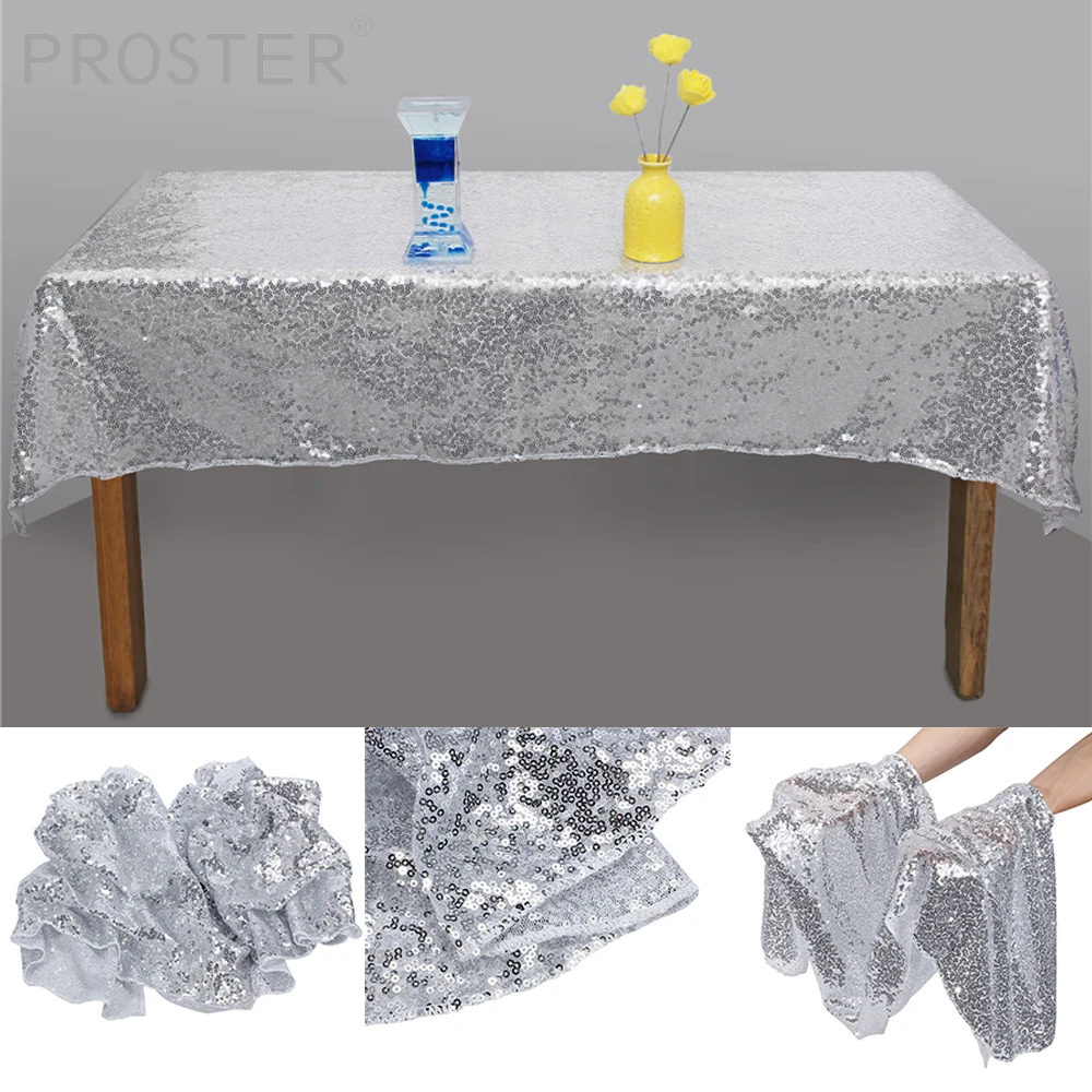 Proster 130x50 см Блестящая серебряная скатерть с блестками фон для свадебной