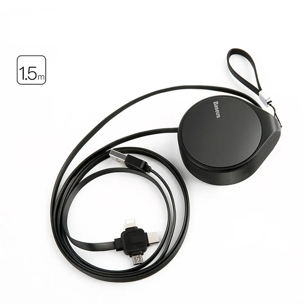 

3-in-1 Telescopic Data Cable M+L+T 1.5A Mobile Phone Charging Portable Water Drop Shaped Container With Lanyard High Quality