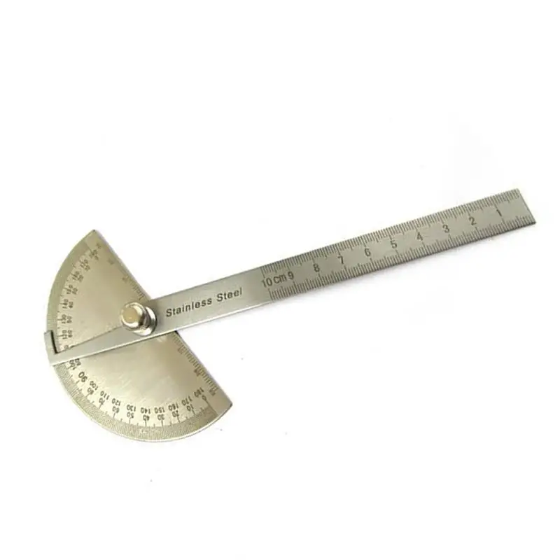 

Round Head Protractor Stainless Steel 10cm 180 Degree Angle Finder Rotary Measuring Ruler Tool Craftsman Ruler High Quality