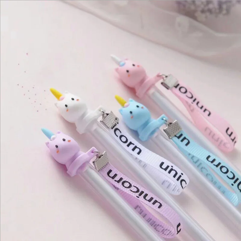 

4pcs Ribbon Unicorn Gel Pen 0.38mm Creative Pens Cute Kawaii Unicorn Pen For Writing Novelty Stationery Office School Supplies