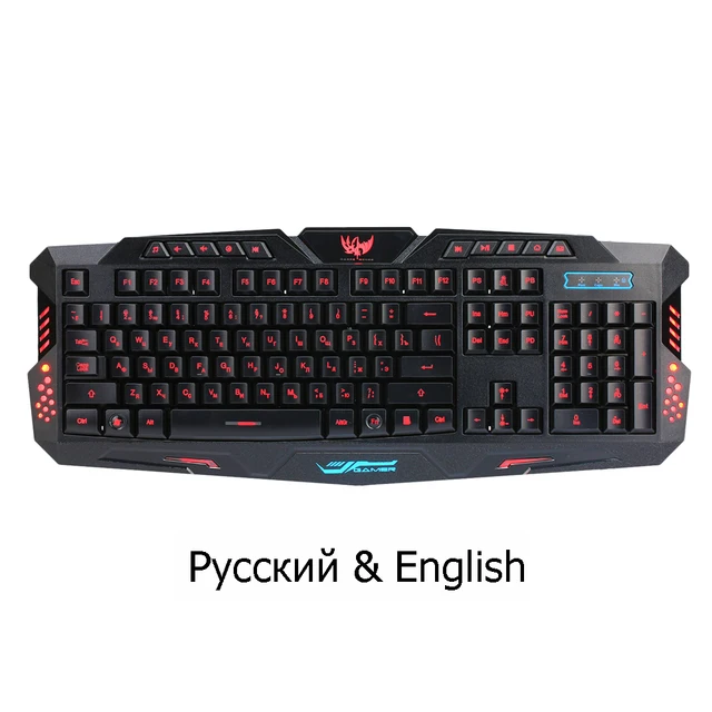 Special Offers Ultra-thin Russian Layout Wired Gaming Keyboard USB 3 Backlight Modes Adjustable Light Brightness for PC Desktop LOL