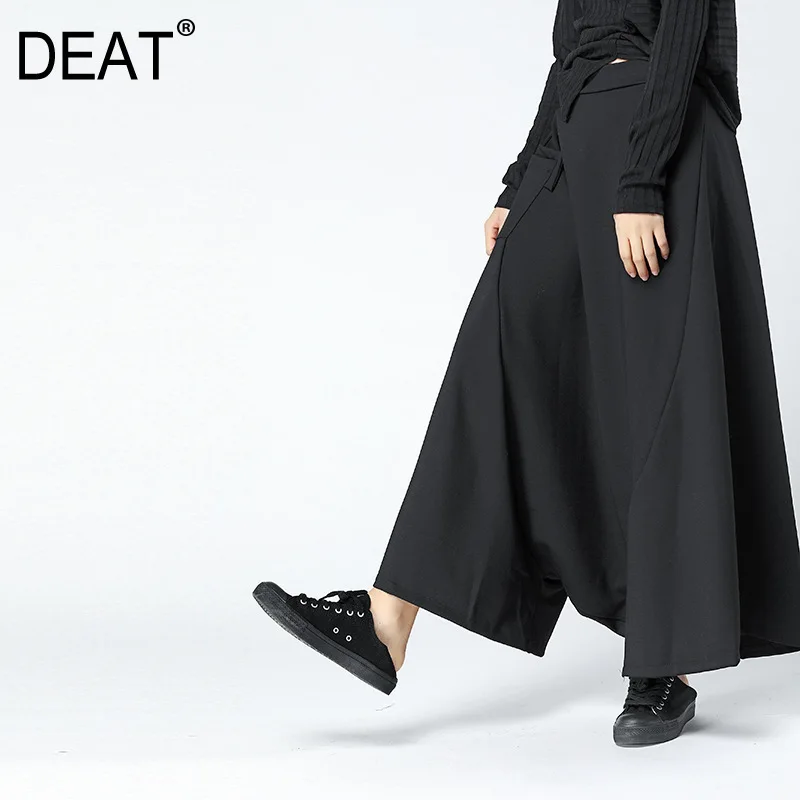 

[DEAT] 2020 Autumn Winter Fashion New Supper Loose Hip Hop Cross-pants Personality Solid Color Big Size Pants Woman