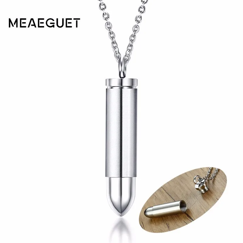 

Hip Hop Chain Silver Men Necklace Bullet Pendant Stainless Steel Male Accessories