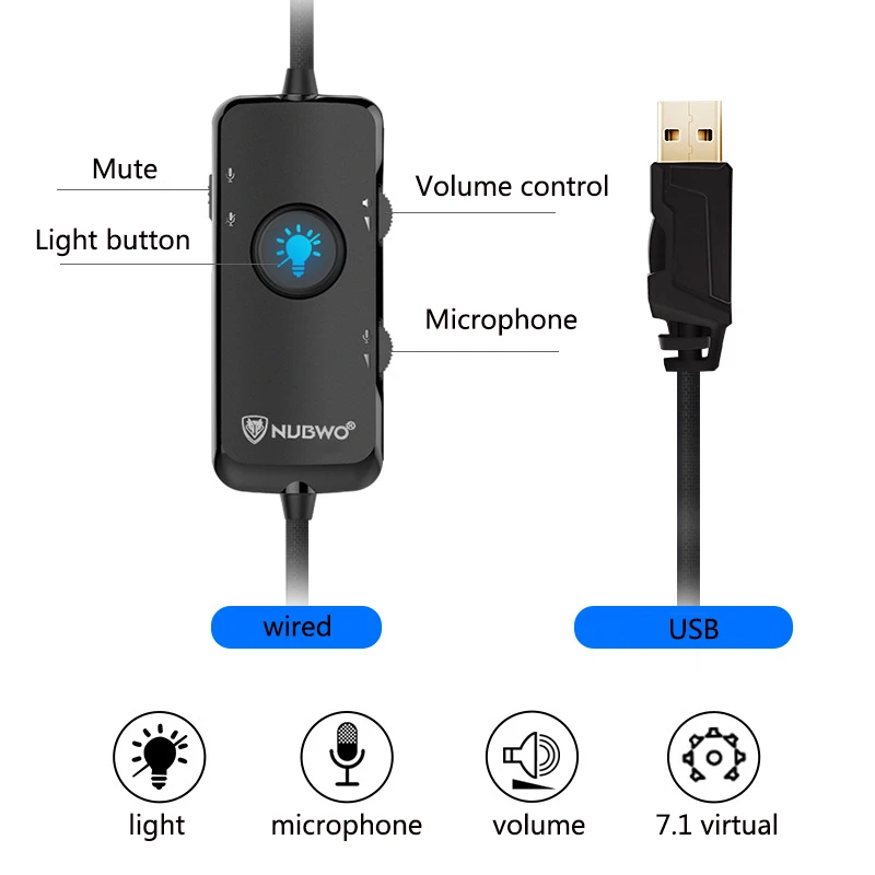 Игровая гарнитура NUBWO N11 для ПК игровая Casque 7 1 проводные USB наушники с микрофоном
